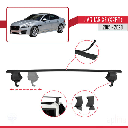 Compatible avec Jaguar XF (X260) Pre-Facelift 2015-2020 ACE-4 Barres de Toit Railing Porte-Bagages de Voiture Noir Aluminium 2 Barres