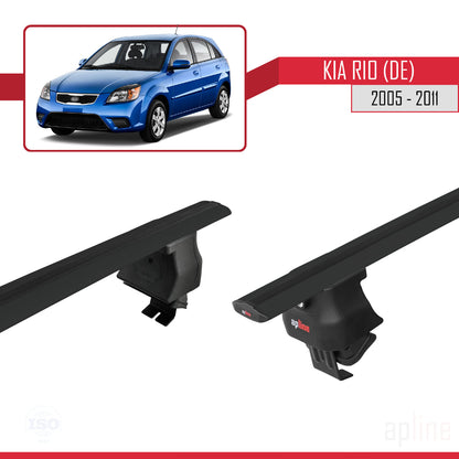 Compatible with Kia Rio 2 (JB) HB 2005-2011 ACE-4 Car Roof Rack Cross Bar Black Aluminium 2 Bars