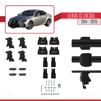 Kompatibel mit Lexus IS 3 (XE30) 2014-2025 ACE-4 Relingträger Dachträger Auto Gepäckträger Schwarz Aluminium 2 Stangen