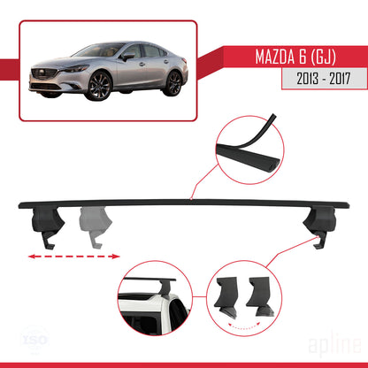 Compatible avec Mazda 6 III (GJ) 2013-2017 ACE-4 Barres de Toit Railing Porte-Bagages de Voiture Noir Aluminium 2 Barres