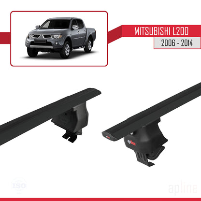Compatible avec Mitsubishi L200 IV 2006-2014 ACE-4 Barres de Toit Railing Porte-Bagages de Voiture Noir Aluminium 2 Barres