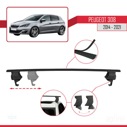 Kompatibel mit Peugeot 308 II (T9) 2014-2021 ACE-4 Relingträger Dachträger Auto Gepäckträger Schwarz Aluminium 2 Stangen