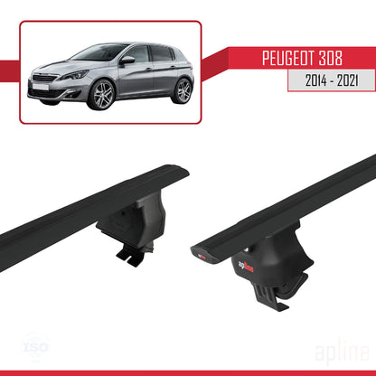 Kompatibel mit Peugeot 308 II (T9) 2014-2021 ACE-4 Relingträger Dachträger Auto Gepäckträger Schwarz Aluminium 2 Stangen