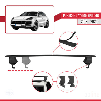 Kompatibel mit Porsche Cayenne 3 (9YA) 2018-2025 ACE-4 Relingträger Dachträger Auto Gepäckträger Schwarz Aluminium 2 Stangen