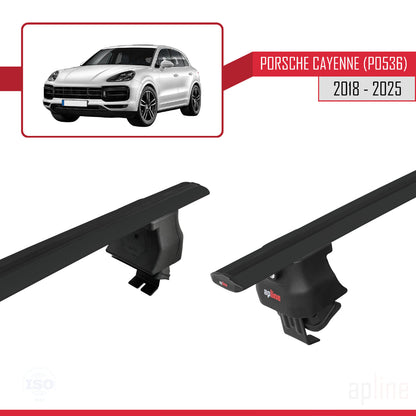 Kompatibel mit Porsche Cayenne 3 (9YA) 2018-2025 ACE-4 Relingträger Dachträger Auto Gepäckträger Schwarz Aluminium 2 Stangen