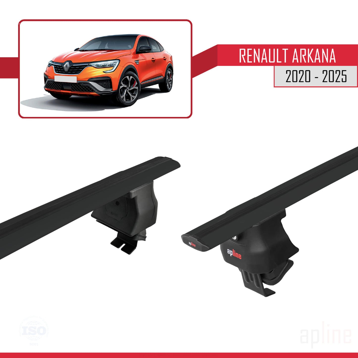 Kompatibel mit Renault Arkana 2020-2025 ACE-4 Relingträger Dachträger Auto Gepäckträger Schwarz Aluminium 2 Stangen
