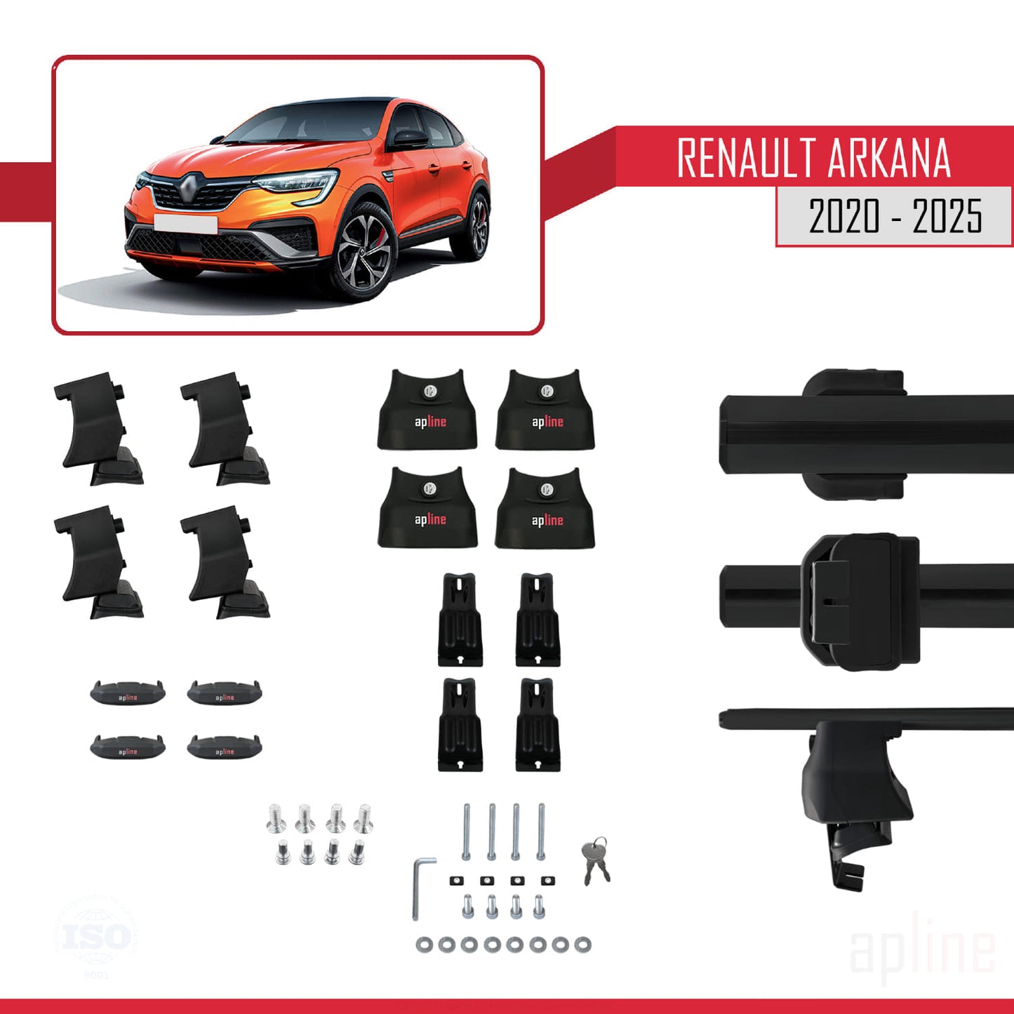 Kompatibel mit Renault Arkana 2020-2025 ACE-4 Relingträger Dachträger Auto Gepäckträger Schwarz Aluminium 2 Stangen