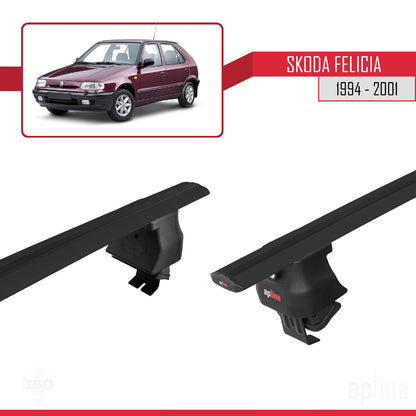 Compatible avec Skoda Felicia 1994-2001 ACE-4 Barres de Toit Railing Porte-Bagages de Voiture Noir Aluminium 2 Barres
