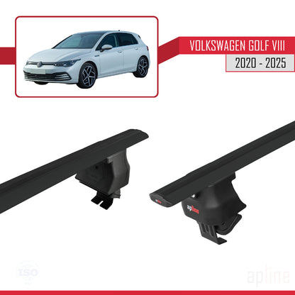 Compatible avec Volkswagen Golf 8 (CD1) 2020-2025 ACE-4 Barres de Toit Railing Porte-Bagages de Voiture Noir Aluminium 2 Barres