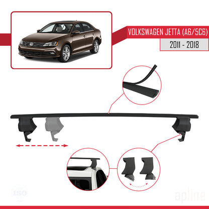 Compatible avec Volkswagen Jetta 6 (5C6) 2011-2018 ACE-4 Barres de Toit Railing Porte-Bagages de Voiture Noir Aluminium 2 Barres