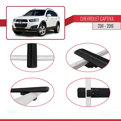 Kompatibel mit Chevrolet Captiva 2011-2015 BASIC Modell Dachgepäckträger, schwarzes Aluminium, 3 Stangen