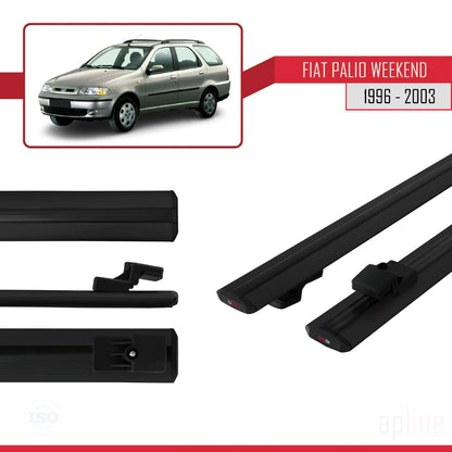 Compatible avec Fiat Palio (178) Weekend 1996-2003 BASIC Model Barres de Toit Railing Porte-Bagages de Voiture Noir Aluminium 2 Barres