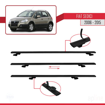 Compatible avec Fiat Sedici 2006-2015 BASIC Model Barres de Toit Railing Porte-Bagages de Voiture Noir Aluminium 2 Barres