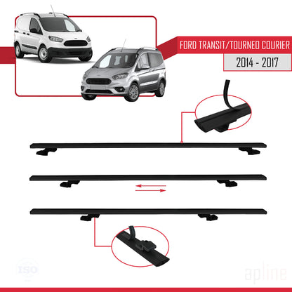 Kompatibel mit Ford Transit/Tourneo Courier Pre-Facelift 2014-2017 BASIC Model Relingträger Dachträger Auto Gepäckträger Schwarz Aluminium 3 Stangen