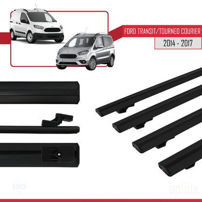 Kompatibel mit Ford Transit/Tourneo Courier Pre-Facelift 2014-2017 BASIC Model Relingträger Dachträger Auto Gepäckträger Schwarz Aluminium 4 Stangen