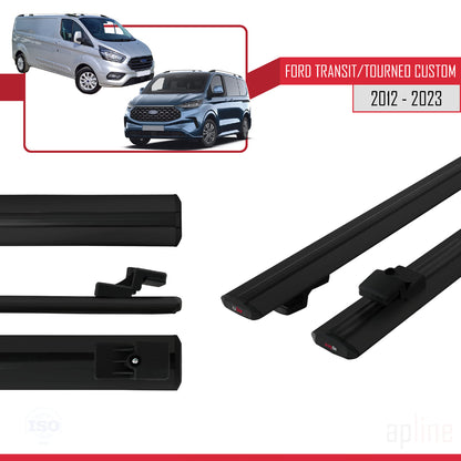 Kompatibel mit Ford Transit/Tourneo Custom 2012-2023 BASIC Model Relingträger Dachträger Auto Gepäckträger Schwarz Aluminium 2 Stangen