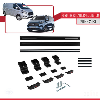 Kompatibel mit Ford Transit/Tourneo Custom 2012-2023 BASIC Model Relingträger Dachträger Auto Gepäckträger Schwarz Aluminium 2 Stangen