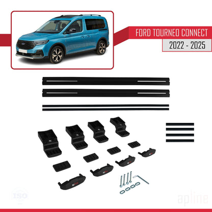 Kompatibel mit Ford Transit/Tourneo Connect 3 2022-2025 BASIC Model Relingträger Dachträger Auto Gepäckträger Schwarz Aluminium 2 Stangen