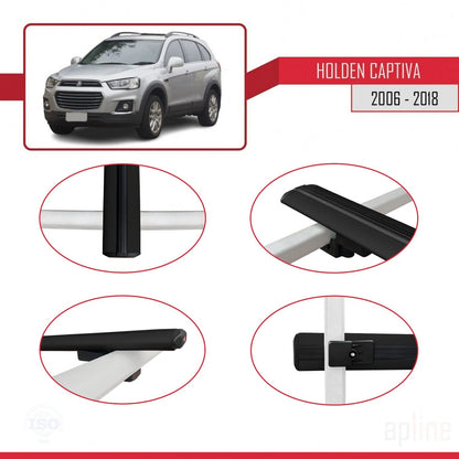 Compatible avec Holden Captiva 2006-2018 BASIC Model Barres de Toit Railing Porte-Bagages de Voiture Noir Aluminium 3 Barres