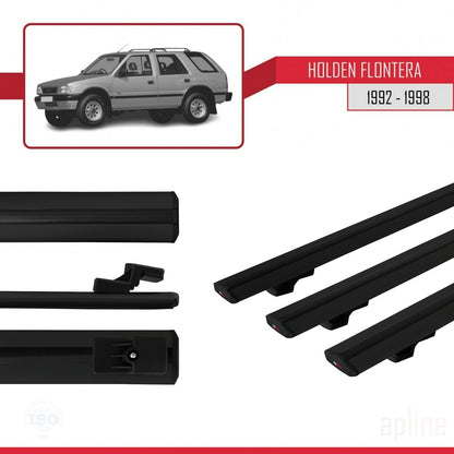 Kompatibel mit Holden Frontera 1992-1998 BASIC Model Relingträger Dachträger Auto Gepäckträger Schwarz Aluminium 3 Stangen