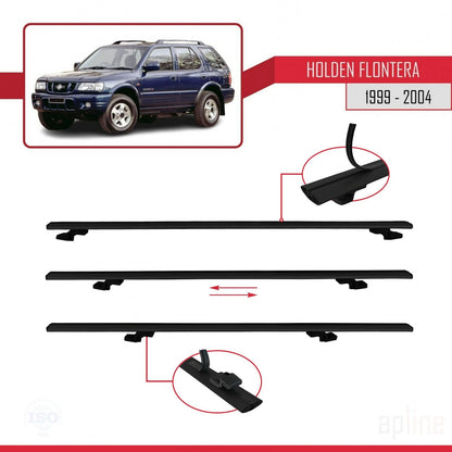 Compatible with Holden Frontera 2 1999-2004 BASIC Model Car Roof Rack Cross Bar Black Aluminium 3 Bars