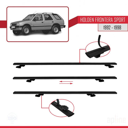 Kompatibel mit Holden Frontera Sport 1992-1998 BASIC Model Relingträger Dachträger Auto Gepäckträger Schwarz Aluminium 2 Stangen