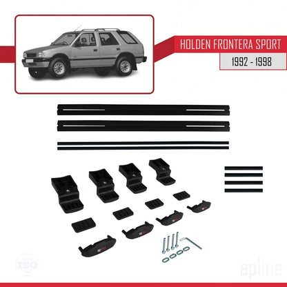 Kompatibel mit Holden Frontera Sport 1992-1998 BASIC Model Relingträger Dachträger Auto Gepäckträger Schwarz Aluminium 2 Stangen