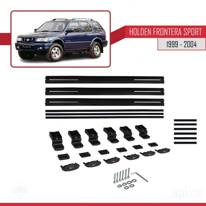Compatible with Holden Frontera Sport 2 1999-2004 BASIC Model Car Roof Rack Cross Bar Black Aluminium 3 Bars