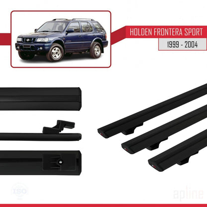 Compatible with Holden Frontera Sport 2 1999-2004 BASIC Model Car Roof Rack Cross Bar Black Aluminium 3 Bars