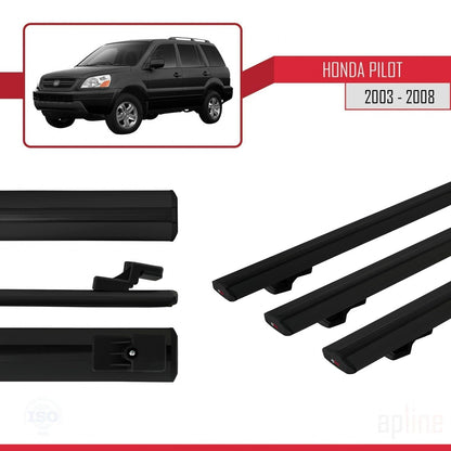 Kompatibel mit Honda Pilot 2003-2008 BASIC Model Relingträger Dachträger Auto Gepäckträger Schwarz Aluminium 3 Stangen