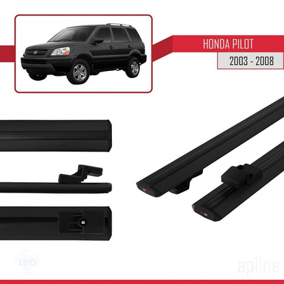 Kompatibel mit Honda Pilot 2003-2008 BASIC Model Relingträger Dachträger Auto Gepäckträger Schwarz Aluminium 2 Stangen