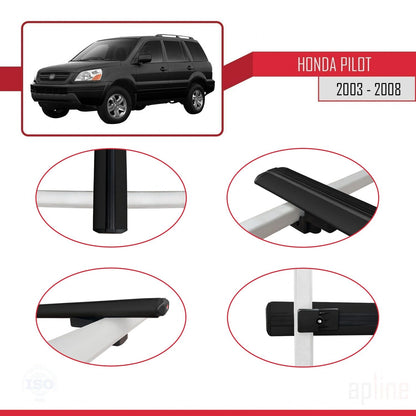 Kompatibel mit Honda Pilot 2003-2008 BASIC Model Relingträger Dachträger Auto Gepäckträger Schwarz Aluminium 2 Stangen