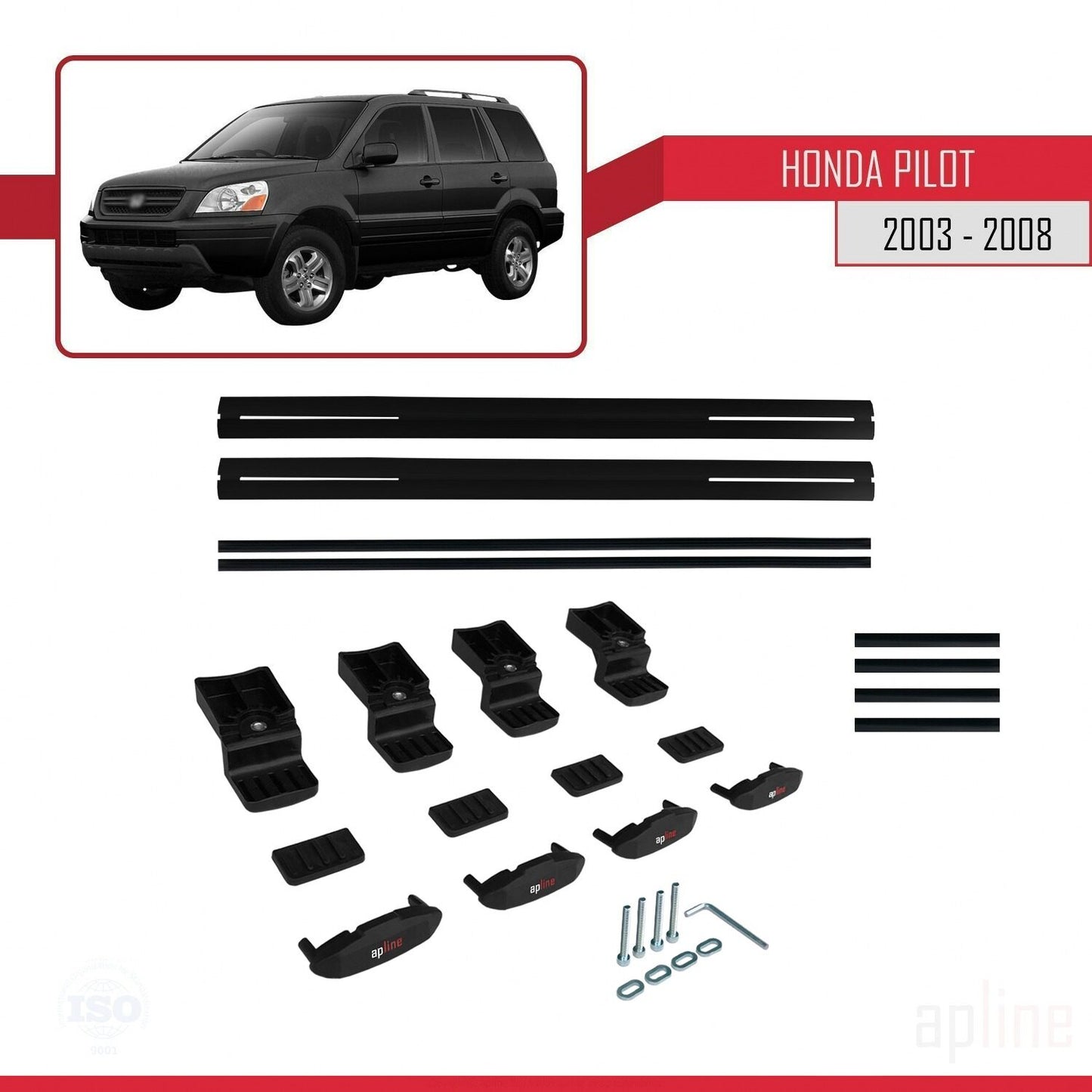 Kompatibel mit Honda Pilot 2003-2008 BASIC Model Relingträger Dachträger Auto Gepäckträger Schwarz Aluminium 2 Stangen