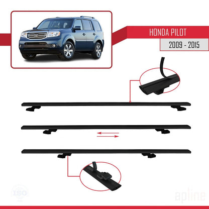 Compatible avec Honda Pilot 2 2009-2015 BASIC Model Barres de Toit Railing Porte-Bagages de Voiture Noir Aluminium 3 Barres