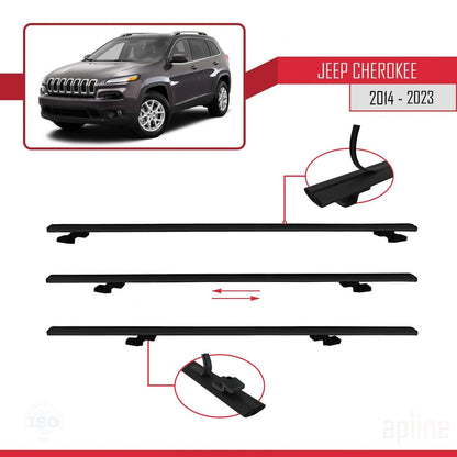 Compatible avec Jeep Cherokee 5 (KL) 2014-2023 BASIC Model Barres de Toit Railing Porte-Bagages de Voiture Noir Aluminium 2 Barres