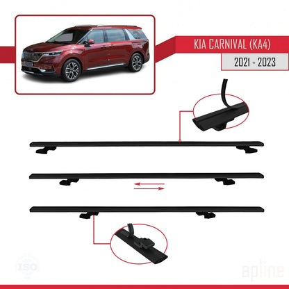 Compatible with Kia Carnival 4 (KA4) 2021-2023 BASIC Model Car Roof Rack Cross Bar Black Aluminium 2 Bars