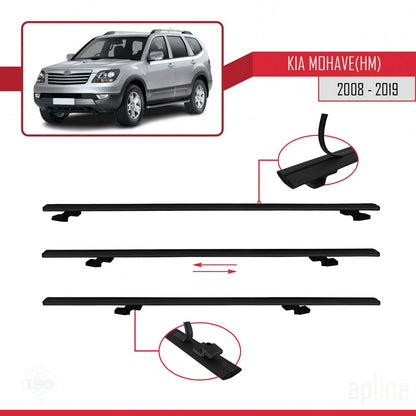Kompatibel mit Kia Mohave (HM) 2008-2019 BASIC Model Relingträger Dachträger Auto Gepäckträger Schwarz Aluminium 2 Stangen