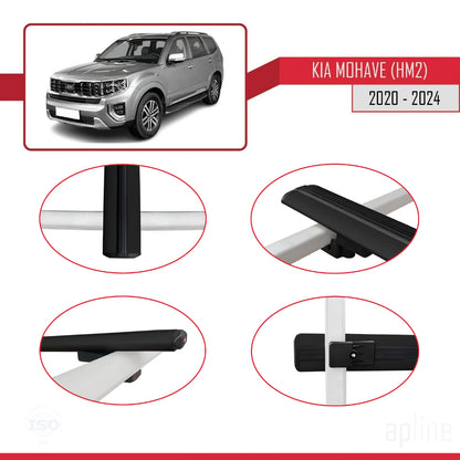 Compatible with Kia Mohave 2 (HM2) 2020-2024 BASIC Model Car Roof Rack Cross Bar Black Aluminium 2 Bars