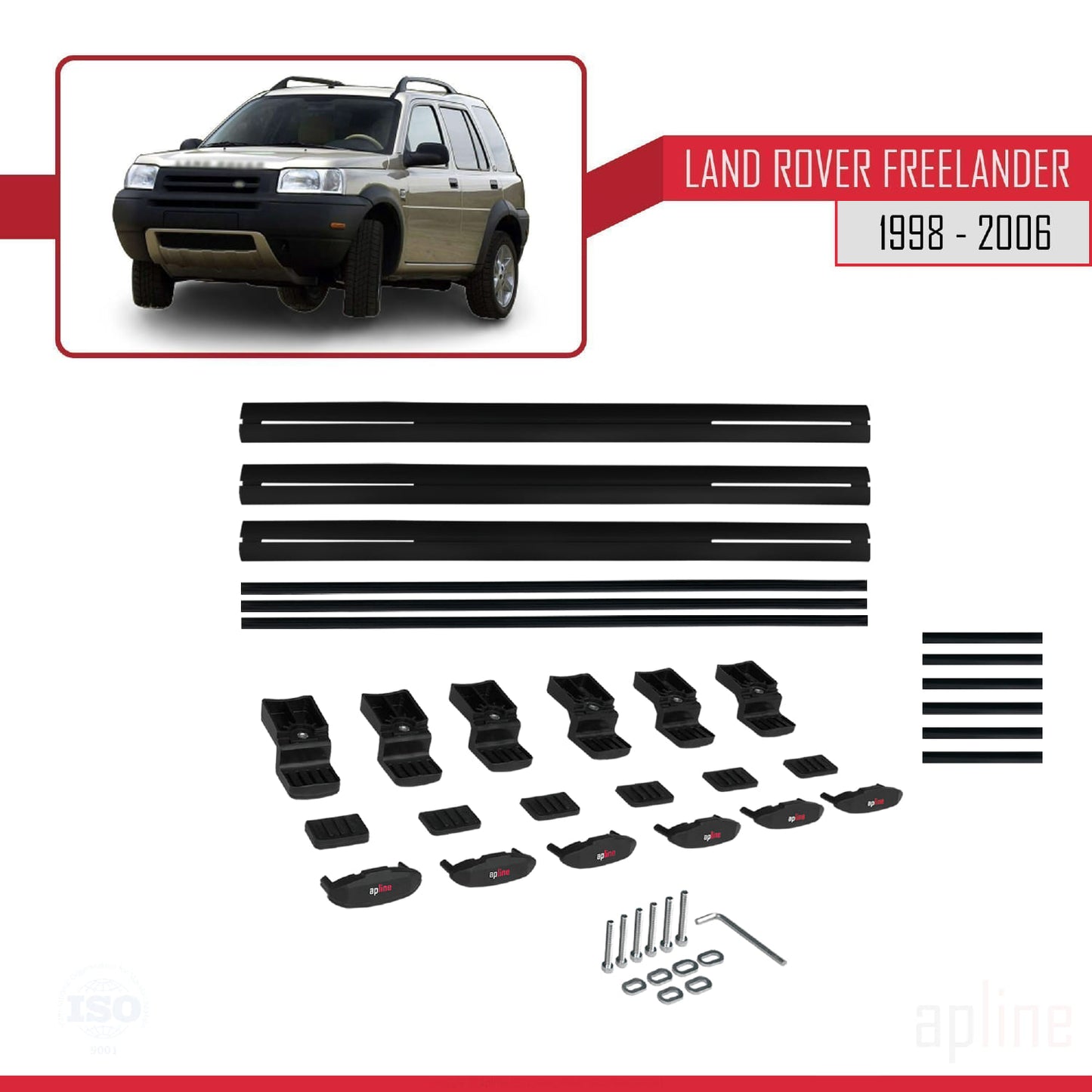 Kompatibel mit Land Rover Freelander (L314) 1998-2006 BASIC Model Relingträger Dachträger Auto Gepäckträger Schwarz Aluminium 3 Stangen