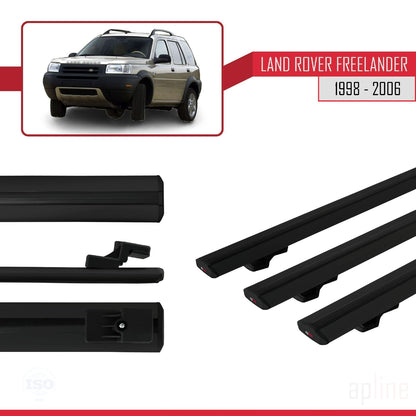Kompatibel mit Land Rover Freelander (L314) 1998-2006 BASIC Model Relingträger Dachträger Auto Gepäckträger Schwarz Aluminium 3 Stangen
