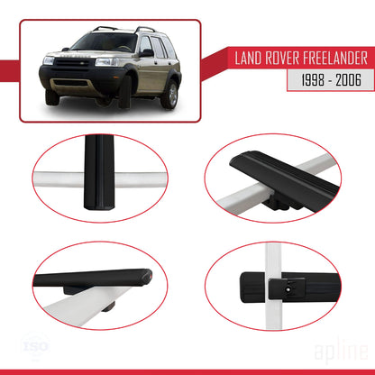 Kompatibel mit Land Rover Freelander (L314) 1998-2006 BASIC Model Relingträger Dachträger Auto Gepäckträger Schwarz Aluminium 3 Stangen