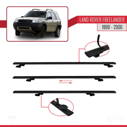 Kompatibel mit Land Rover Freelander (L314) 1998-2006 BASIC Model Relingträger Dachträger Auto Gepäckträger Schwarz Aluminium 3 Stangen