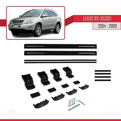 Kompatibel mit Lexus RX 2 (XU30) 2004-2009 BASIC Model Relingträger Dachträger Auto Gepäckträger Schwarz Aluminium 2 Stangen
