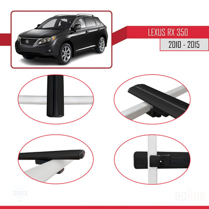 Kompatibel mit Lexus RX 3 (AL10) 2010-2015 BASIC Model Relingträger Dachträger Auto Gepäckträger Schwarz Aluminium 3 Stangen