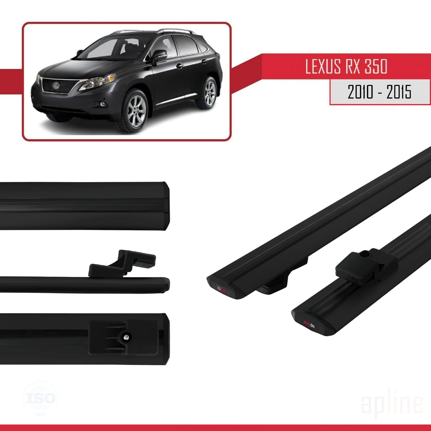 Kompatibel mit Lexus RX 3 (AL10) 2010-2015 BASIC Model Relingträger Dachträger Auto Gepäckträger Schwarz Aluminium 2 Stangen