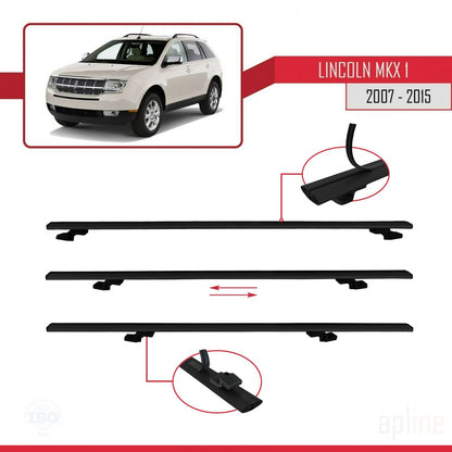 Compatible avec Lincoln MKX (U388) 2007-2015 BASIC Model Barres de Toit Railing Porte-Bagages de Voiture Noir Aluminium 3 Barres