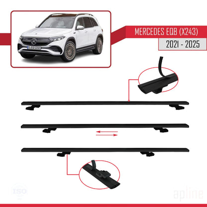 Kompatibel mit Mercedes EQB (X243) 2021-2025 BASIC Model Relingträger Dachträger Auto Gepäckträger Schwarz Aluminium 2 Stangen