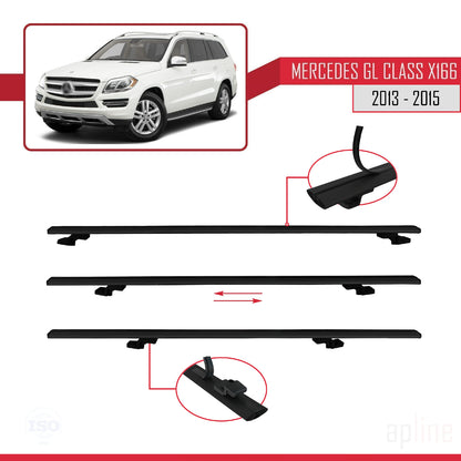 Compatible avec Mercedes Classe GL 2 (X166) Pre-Facelift 2013-2015 BASIC Model Barres de Toit Railing Porte-Bagages de Voiture Noir Aluminium 3 Barres