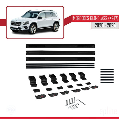 Compatible avec Mercedes Classe GLB (X247) 2020-2025 BASIC Model Barres de Toit Railing Porte-Bagages de Voiture Noir Aluminium 3 Barres