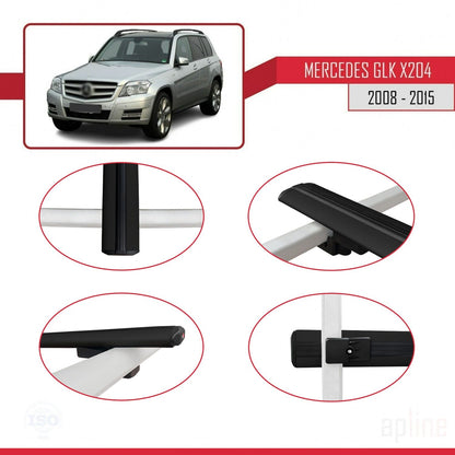 Kompatibel mit Mercedes GLK Klasse (X204) 2008-2015 BASIC Model Relingträger Dachträger Auto Gepäckträger Schwarz Aluminium 3 Stangen